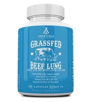 Ancestral Supplements Grass Fed Beef Lung, 500mg, Lung and Liver, Respiratory, Vascular, and Circulatory Health, Non-GMO, 180 Capsules.