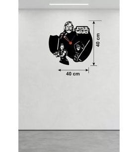 Wars Temalı Ahşap Duvar Saati - 40X40 Cm Kesim Dekoratif