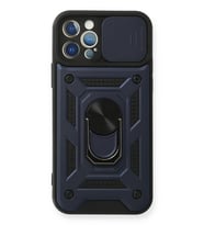 Newface Apple iPhone 12 Pro Kılıf Pars Lens Yüzüklü Silikon - Lacivert