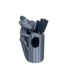 ÖZEL TASARIM BUKALEMUN KALEMLİK / DİŞ FIRÇALIK 3D BASKI (Gri)