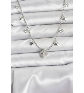 Pirinç Gümüş Renk Zirkon Taşlı Kutup Yıldızı Model Kadın Kolye 5886 - LOHO3674-6682