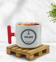 BK Gift Kişiye Özel Tekne Marin ve Denizcilik Tasarımlı Kırmızı T Kulplu Middle Kupa-3, Arkadaşa Hediye