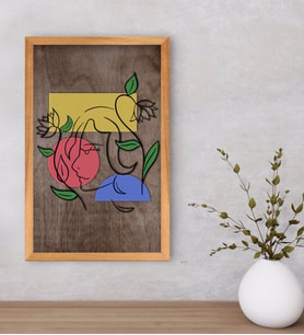 BK Home Woman Line Dekoratif Retro Ahşap Tablo-6