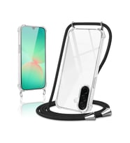 Teknomoda Samsung Galaxy A37 ile uyumlu Kılıf Boyun Omuz Askılı iPli Anti Şok Korumalı Şeffaf Silikon Siyah iPli