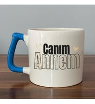 Canım Annem Baskılı Mavi Kulplu D Kupa