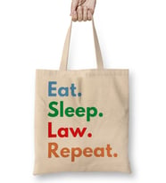 Eat Sleep Law Repeat 02 Bez Çanta Uzun Saplı