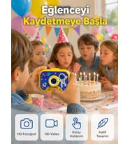 Şarjlı Çocuk Dijital Kamera Ön Arka Kamera Destekli HD Fotoğraf Video Çekimi Mini Tripodlu