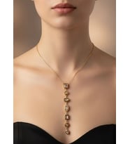 Çelik Gold Taşlı Tasarım Y Kolye - 26clko14