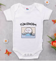 BK Kids Tükendim Tasarımlı Beyaz Bebek Body Zıbın-1