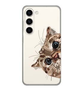 Samsung Galaxy S23 Uyumlu Tatlı Kedi Desenli Şeffaf Telefon Kılıfı