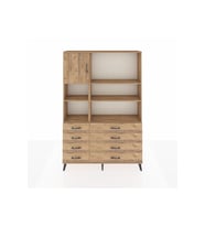 Arges Gardrop 7 Raflı 8 Çekmeceli Tek Kapaklı  132x30x195 Çam-Çam