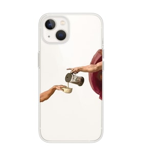 Iphone 13 Uyumlu Eller Tablosu ve Kahve Tasarımlı Şeffaf Telefon Kılıfı