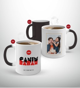 BK Gift Kişiye Özel Babalar Günü Hediyesi Fotoğraflı Sihirli Kupa Bardak-38 (Beyaz)