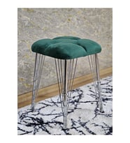 Kare Krom Kaplama Telli Ayaklı Tabure - Oturak - Bar Taburesi - Ayaklı Tabure Yeşil Renk 48 x 33 Boyut/Ebat (Çok Renkli)