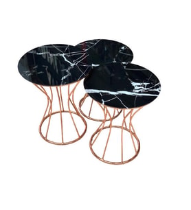Brc Zigon 12168 KUM SAATİ Model SİYAH Mermer Desn Metal ROSE Renk Kaplam El yapım