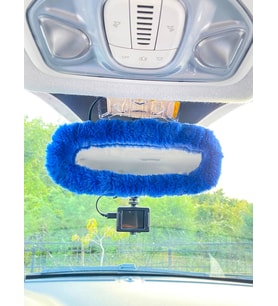 Peluş Dikiz Ayna Kılıfı Süs Mavi