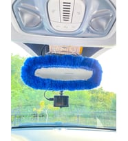 Peluş Dikiz Ayna Kılıfı Süs Mavi