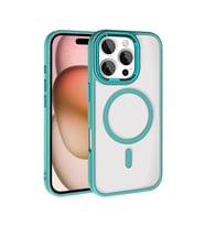 Apple iPhone 16 Pro Uyumlu Kılıf Wireless Şarj Özellikli Zore Krom M-safe Silikon Kapak (Açık Yeşil)