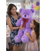 80 cm Büyük Peluş Oyuncak Ayı – Çocuk ve Yetişkinlere Uygun Hediyelik (Mor)