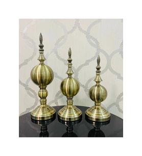 Dekoratif Metal Küre Bronz Üçlü Obje