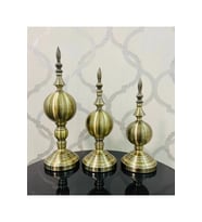Dekoratif Metal Küre Bronz Üçlü Obje