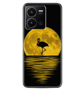 Vivo Y35 Kılıf Silikon Desen Özel Seri Ay ve Flamingo 1775