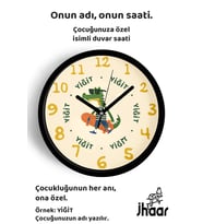İsme Özel Kaykaylı Sevimli Timsah Çocuk Odası Duvar Saati Orta Boy 30 cm Siyah Camlı Sessiz