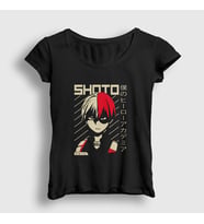 Presmono Kadın Siyah Shoto V2 Anime Boku No Hero Academia T-Shirt 128873tt