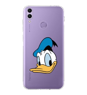 Huawei Honor 8c  Kamera korumalı Kapak Donald Duck Tasarımlı  Şeffaf Kılıf