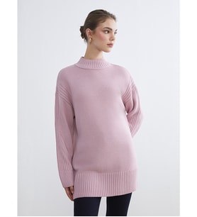 LCW Modest Pembe Yarım Balıkçı Yaka Kadın Triko Tunik