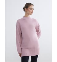 LCW Modest Pembe Yarım Balıkçı Yaka Kadın Triko Tunik