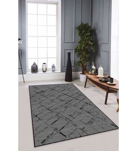 Gri Spor Kaymaz Tabanlı Makinede Yıkanabilir Halı AR471 - 100 x 160 cm