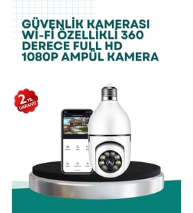 Mey İthalat® 360° Panoramik Görüntüleme Sunan Ampul Tipi Güvenlik Kamerası