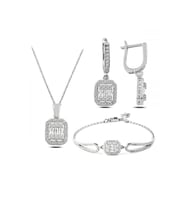 Baget Taşlı Kolye Küpe Ve Bileklik Set