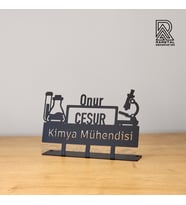 Kimya Mühendis Metal İsimlik - Kişiye Özel Metal Masa İsimliği - Kimya mühendisi kimyager masa isimliği