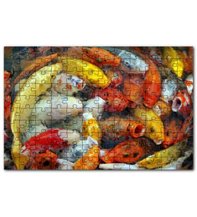 Cakapuzzle Beslenmek İçin Bekleyen Koi Balıkları Puzzle Yapboz MDF (Ahşap) (120 Parça)