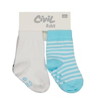 Civil Baby Hello World Kaydırmaz 2'li 6- Bebek Erkek Çorap Set - Standart 18 Ay