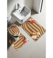 Modern Desenli Dijital Baskı 3’lü Banyo Paspas Takımı Yıkanabilir Kaymaz Tabanlı Klozet Takımı KLZ0011 (Çok Renkli)