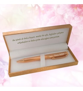 Kişiye Özel Kutulu Metal Tükenmez Kalem Seti (Rose)
