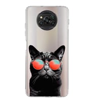 PrintiFy Poco X3 NFC ile Uyumlu Kedi 3 Kamera Korumalı Şeffaf Kılıf