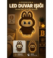 Işıklı Duvar Süsü / Labubu / Işıklı Kapı Süsü (K.Kahve)