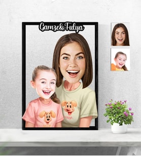Kişiye Özel 3D  Ahşap Tablo Anne Kız - Anneler Günü 30x40 -37