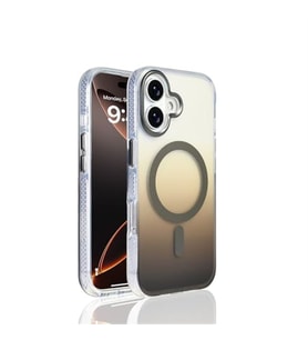 Coverzone iPhone 17 i�in K?l?f MagSafe ile uyumlu Transparan Renk Ge�i?li Z-Toros M-safe Kablosuz ?arj destekli Gradyan Tasar?m IPHONE 17 ?LE UYUMLU KILIF Gri