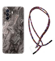 Huawei Nova Y70 Y90 Nova 9 SE  Kılıf Boyun Asklı Rasta Silikon Gri Mermer 1376