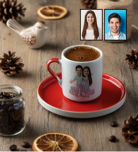 Kişiye Özel Karikatürlü Hamile Anne Adayına Hediye Türk Kahvesi Fincanı Anneler Günü Hediyesi
