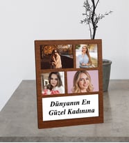 Kişiye Özel 4 Fotoğraflı Dünyanın En Güzel Kadınınıa Ahşap Kolaj Çerçeve