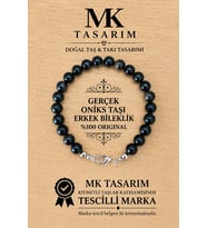 MK TASARIM GERÇEK ONIKS TAŞI ERKEK BİLEKLİK MK.8000.010 - RAHATLIK-DİNGİNLİK-ENERJİ- STRES BİLEKLİĞİ-RENKLERİ BOYA DEĞİLDİR -KENDİ RENGİDİR