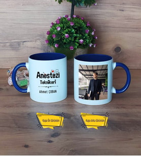 Anestezi Teknikeri Kupa Bardak Lacivert Fotoğraflı Tıp Bayramı Hediyesi