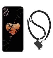 Samsung Galaxy A04E Kılıf Silikon Boyun Askılı İpli Desenli Silikon Plane Heart 1721