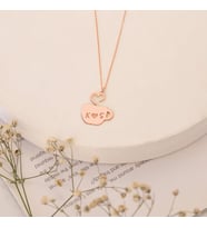 Kişiye Özel 925 Ayar Gümüş Tasarım Kahve Fincan Figürlü Çift Harf Kolye (Rose)